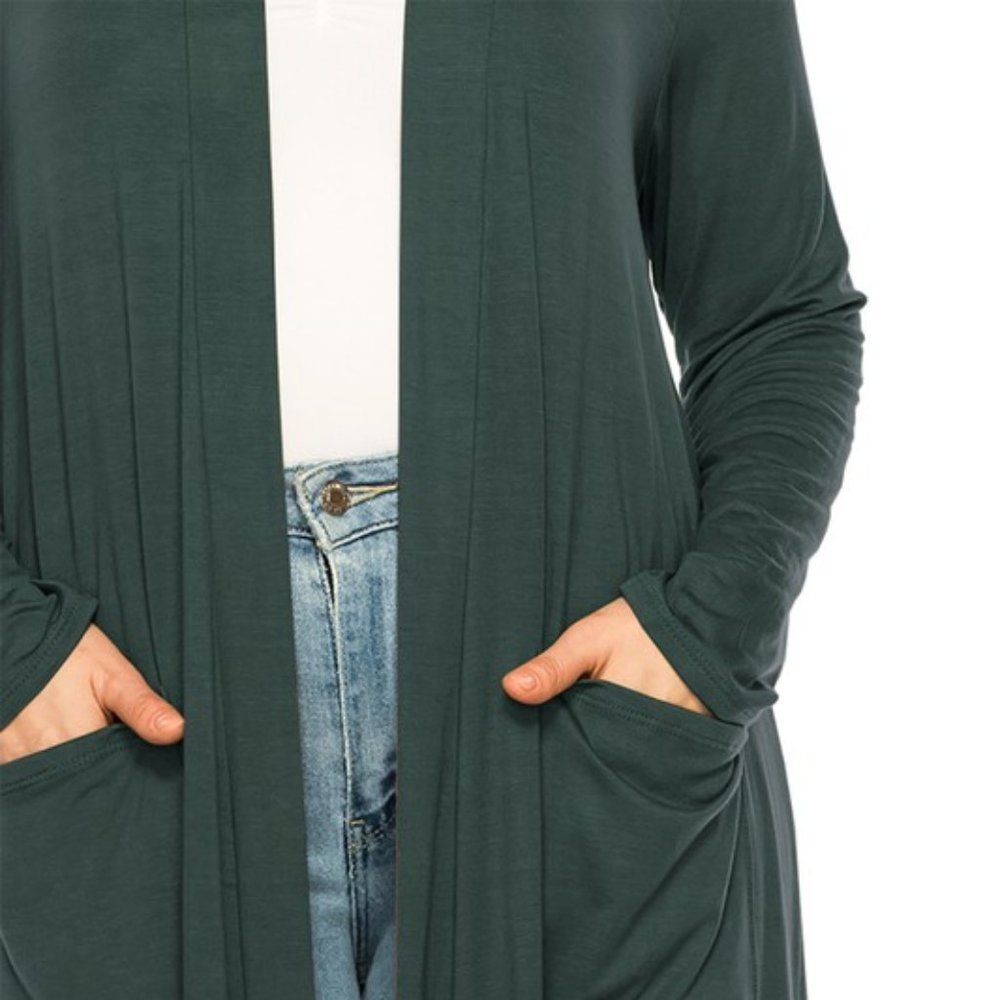 Plus size, solid duster cardigan - Picture 2 of 16